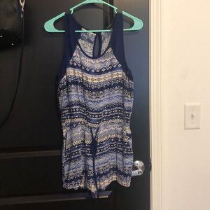 Blue and white romper